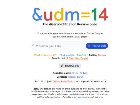 Screenshot of the homepage of udm14.com