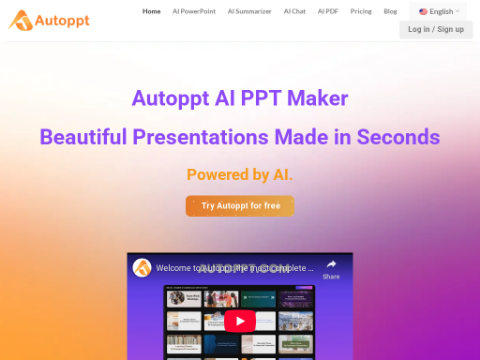 Screenshot of the homepage of autoppt.com