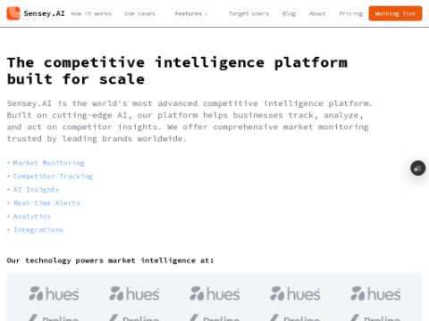 Screenshot of the homepage of sensey.ai
