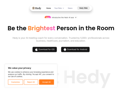 Screenshot of the homepage of www.hedy.bot