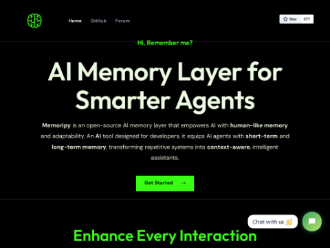 Screenshot of the homepage of memoripy.com