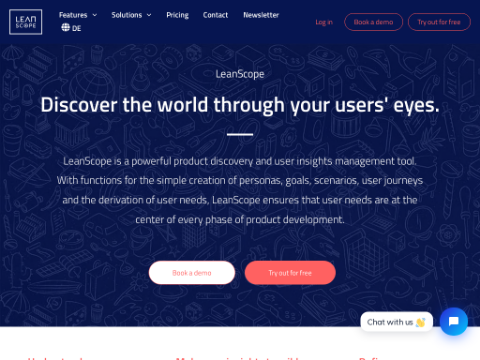 Screenshot of the homepage of www.leanscope.ai
