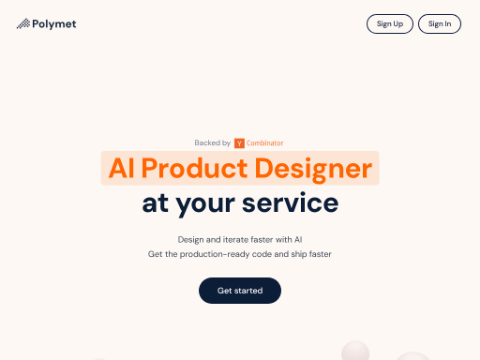 Screenshot of the homepage of www.polymet.ai