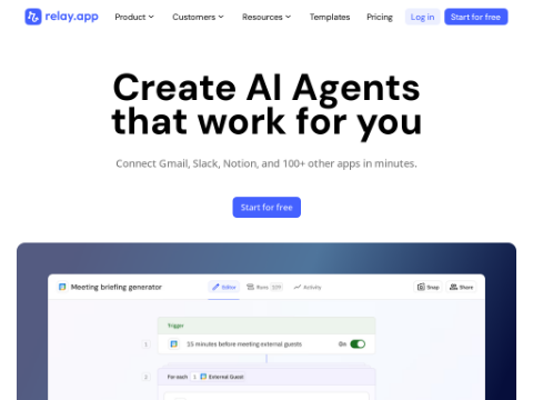 Screenshot of the homepage of www.relay.app