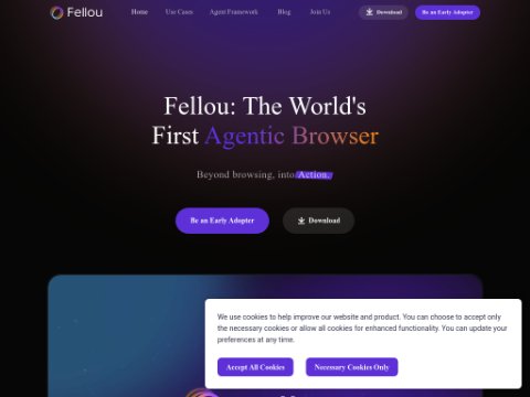 Screenshot of the homepage of fellou.ai