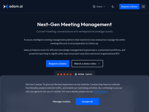 Screenshot of the homepage of adam.ai