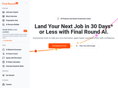 Screenshot of the homepage of www.finalroundai.com