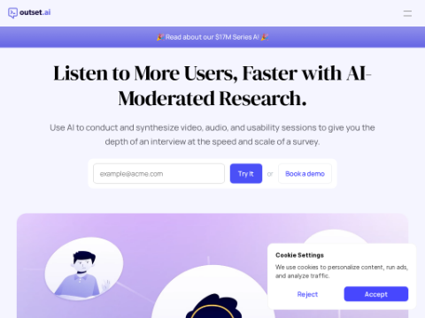 Screenshot of the homepage of landing.outset.ai