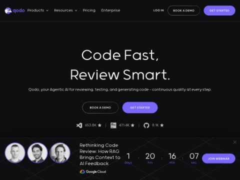 Screenshot of the homepage of www.qodo.ai