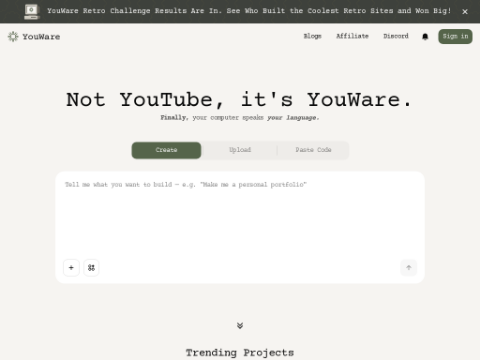 Screenshot of the homepage of www.youware.com