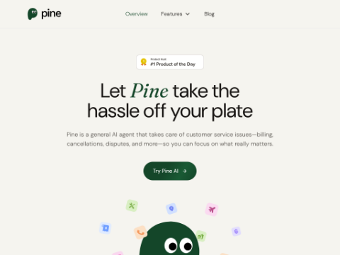 Screenshot of the homepage of www.19pine.ai