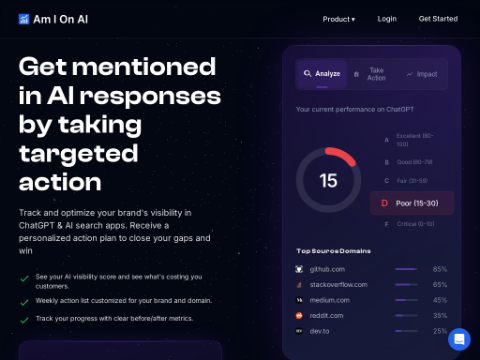 Screenshot of the homepage of www.amionai.com