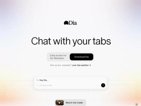 Screenshot of the homepage of www.diabrowser.com