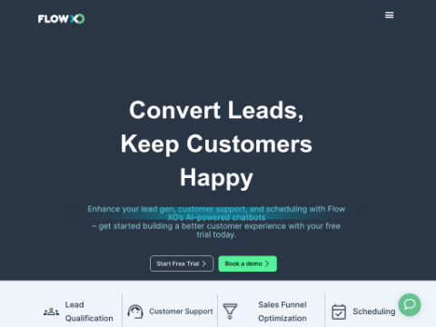 Screenshot of the homepage of flowxo.com