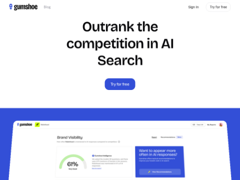 Screenshot of the homepage of www.gumshoe.ai
