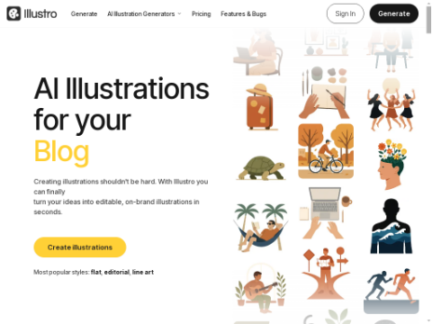 Screenshot of the homepage of illustro.app