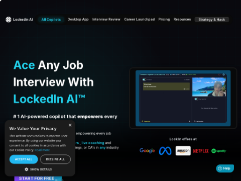 Screenshot of the homepage of www.lockedinai.com