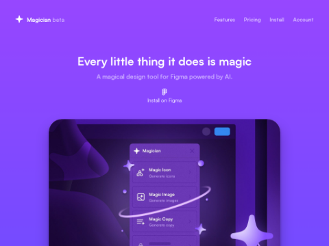 Screenshot of the homepage of magician.design