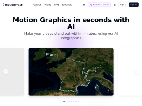 Screenshot of the homepage of motionvid.ai