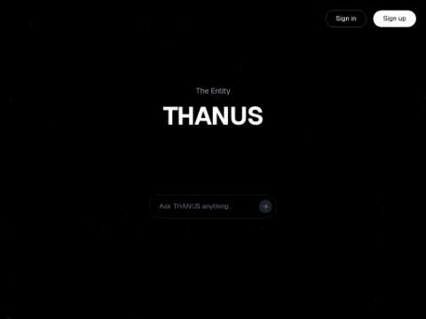 Screenshot of the homepage of thanus.ai