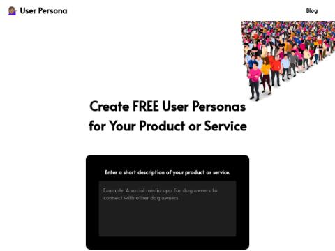 Screenshot of the homepage of userpersona.dev