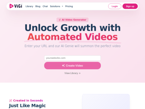 Screenshot of the homepage of vigivideo.com