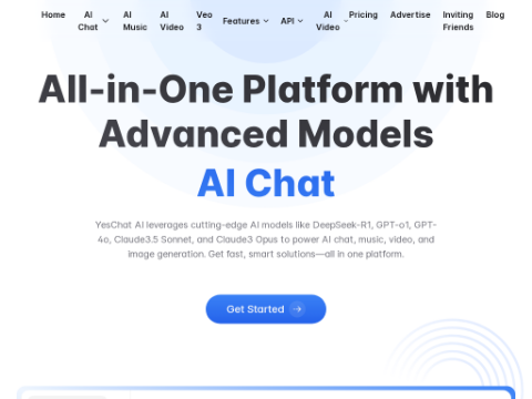 Screenshot of the homepage of www.yeschat.ai