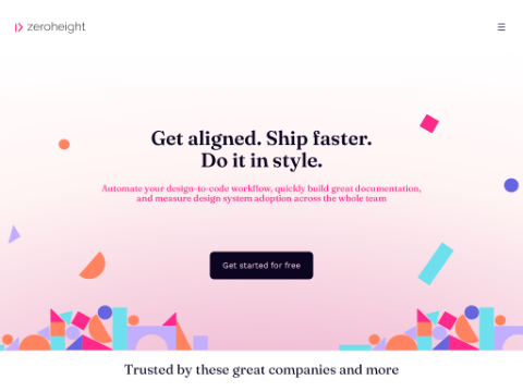 Screenshot of the homepage of zeroheight.com