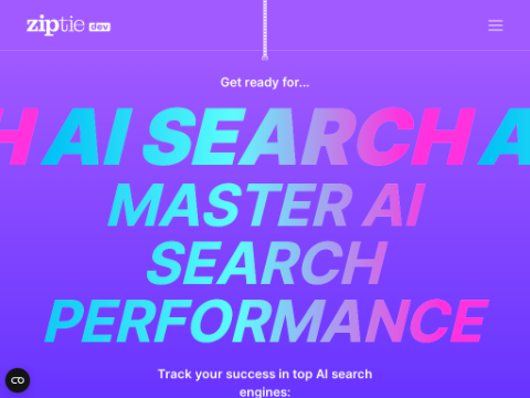 Screenshot of the homepage of ziptie.dev