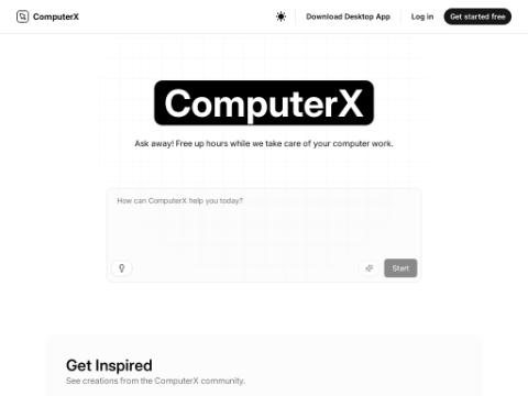 Screenshot of the homepage of computerx.ai