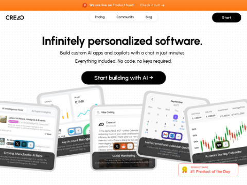 Screenshot of the homepage of creao.ai