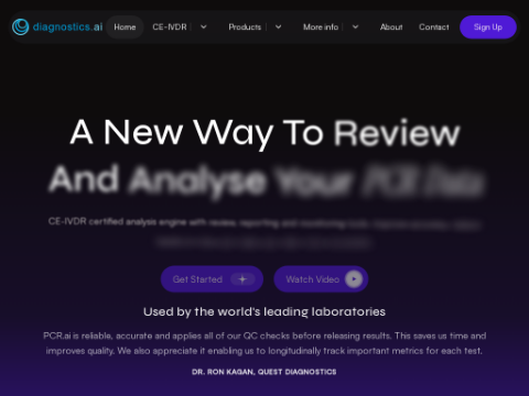 Screenshot of the homepage of diagnostics.ai