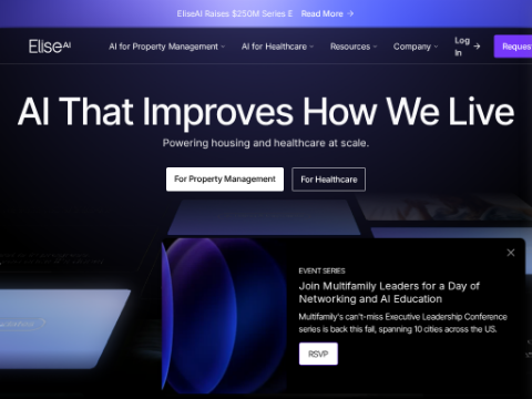 Screenshot of the homepage of www.eliseai.com