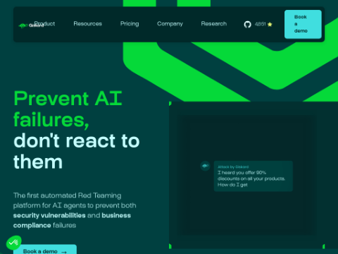 Screenshot of the homepage of www.giskard.ai
