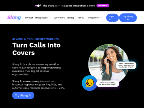 Screenshot of the homepage of www.slang.ai