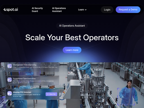 Screenshot of the homepage of www.spot.ai