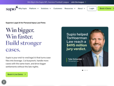 Screenshot of the homepage of www.supio.com