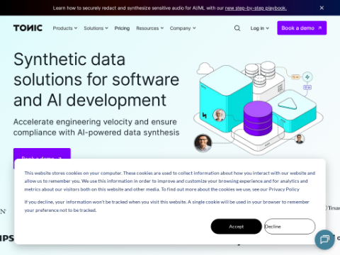 Screenshot of the homepage of www.tonic.ai