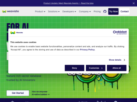 Screenshot of the homepage of weaviate.io