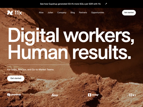 Screenshot of the homepage of www.11x.ai