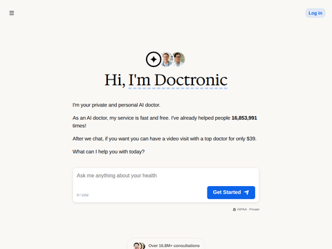 Screenshot of the homepage of www.doctronic.ai