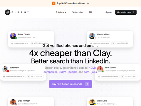 Screenshot of the homepage of www.fiber.ai