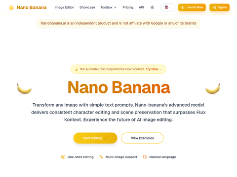 Screenshot of the homepage of nanobanana.ai