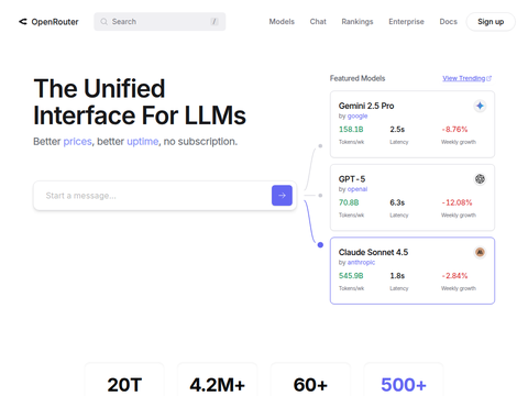 Screenshot of the homepage of openrouter.ai