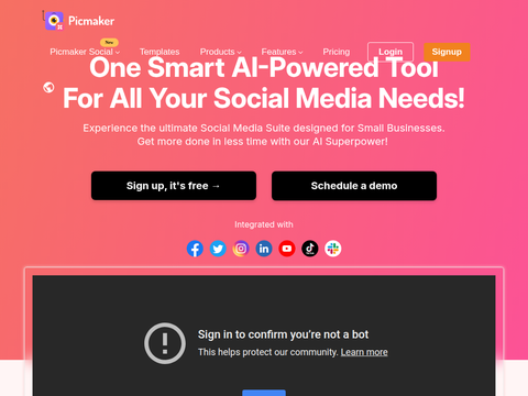 Screenshot of the homepage of www.picmaker.com