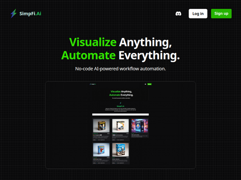 Screenshot of the homepage of simpfi.ai