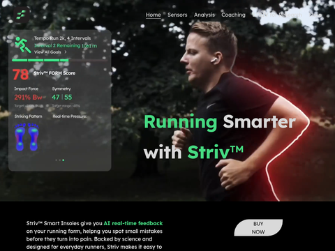 Screenshot of the homepage of striv.run
