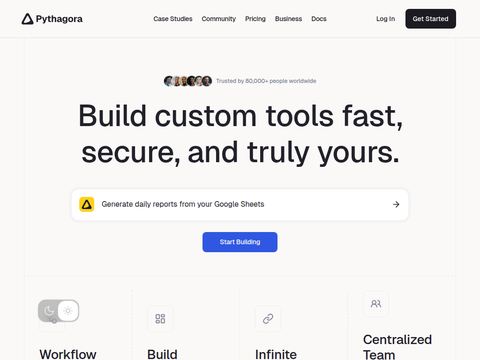 Screenshot of the homepage of www.pythagora.ai
